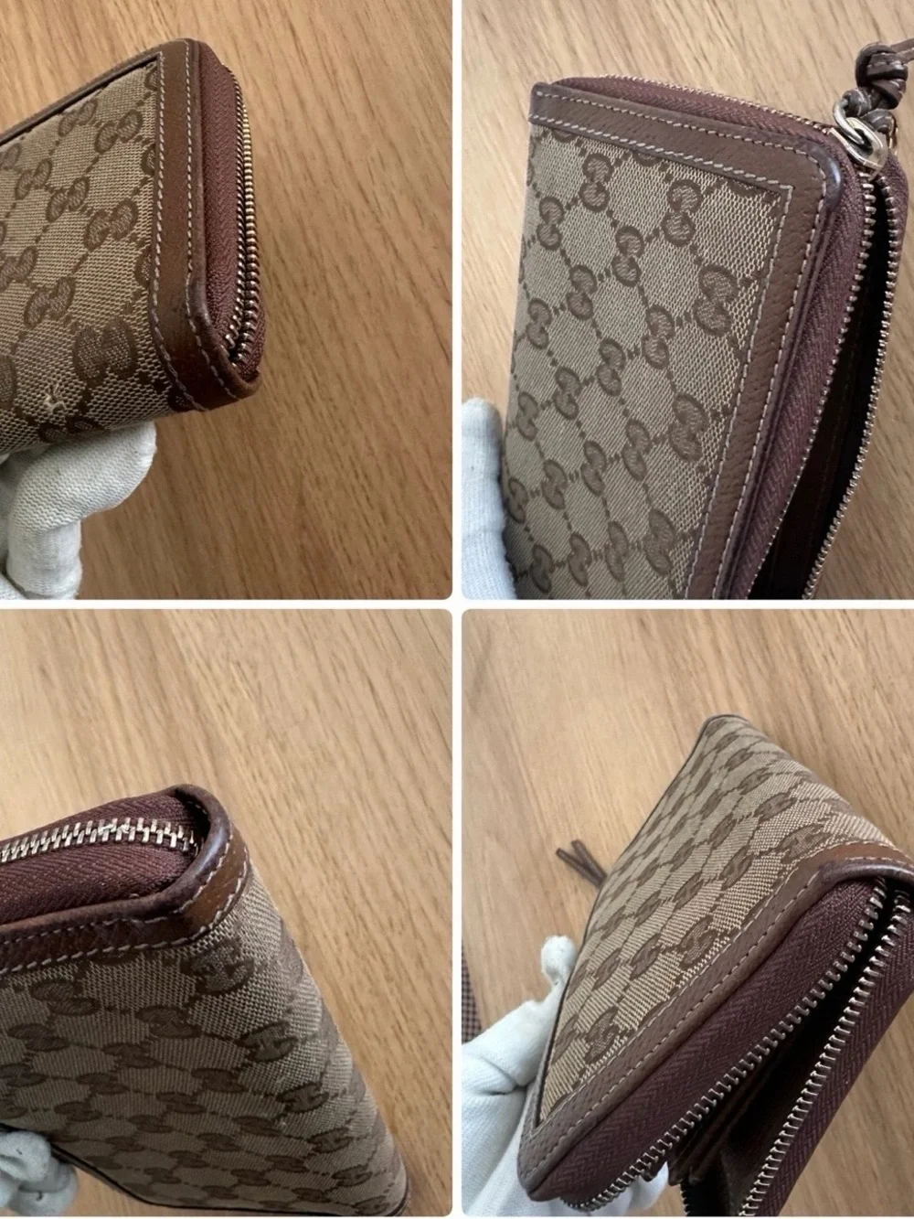 Gucci Brown GG Supreme Zip-Around Wallet